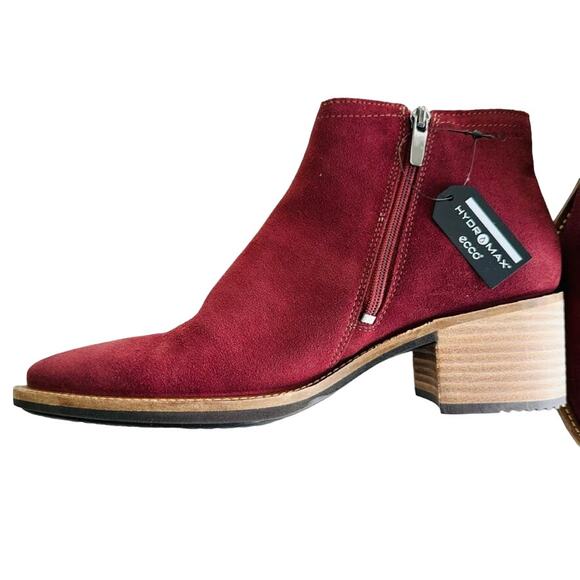 ECCO Shape 35 Ankle Boot Andorra Suede Size 39 / US 9 NEW Red Burgundy - Picture 5 of 9